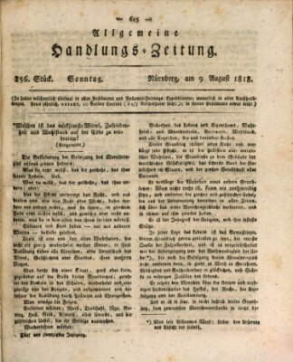 Allgemeine Handlungs-Zeitung Sonntag 9. August 1818
