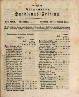 Allgemeine Handlungs-Zeitung Sonntag 16. August 1818