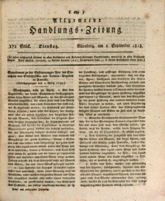 Allgemeine Handlungs-Zeitung Dienstag 1. September 1818