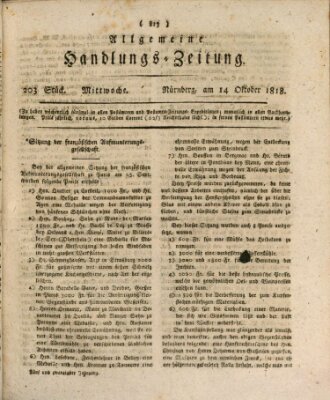 Allgemeine Handlungs-Zeitung Mittwoch 14. Oktober 1818