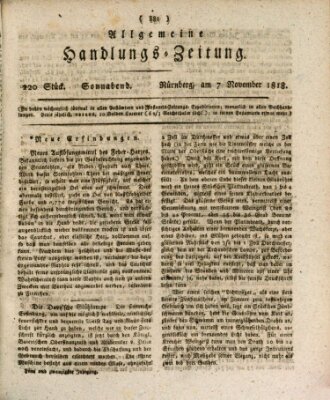 Allgemeine Handlungs-Zeitung Samstag 7. November 1818