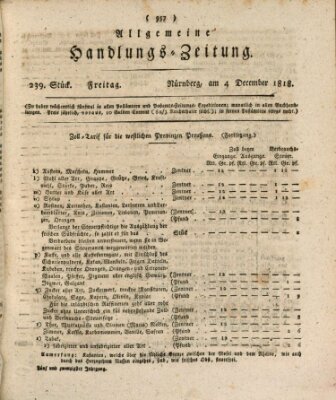 Allgemeine Handlungs-Zeitung Freitag 4. Dezember 1818