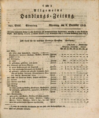 Allgemeine Handlungs-Zeitung Sonntag 6. Dezember 1818