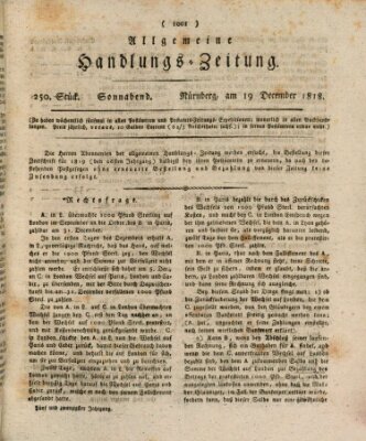 Allgemeine Handlungs-Zeitung Samstag 19. Dezember 1818