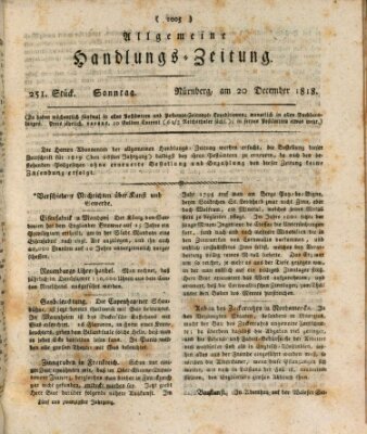 Allgemeine Handlungs-Zeitung Sonntag 20. Dezember 1818