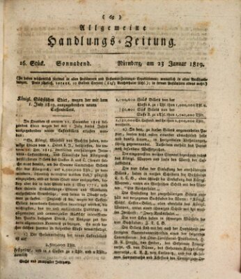 Allgemeine Handlungs-Zeitung Samstag 23. Januar 1819