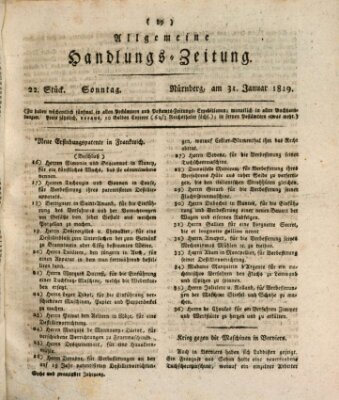 Allgemeine Handlungs-Zeitung Sonntag 31. Januar 1819