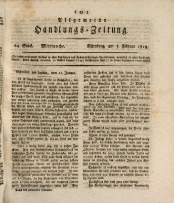 Allgemeine Handlungs-Zeitung Mittwoch 3. Februar 1819