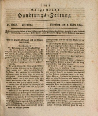 Allgemeine Handlungs-Zeitung Dienstag 2. März 1819