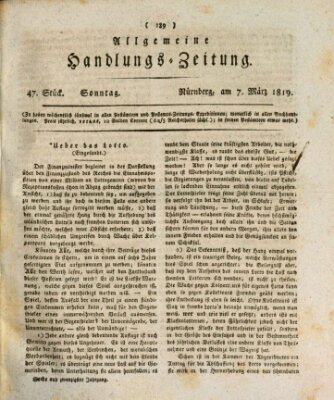Allgemeine Handlungs-Zeitung Sonntag 7. März 1819