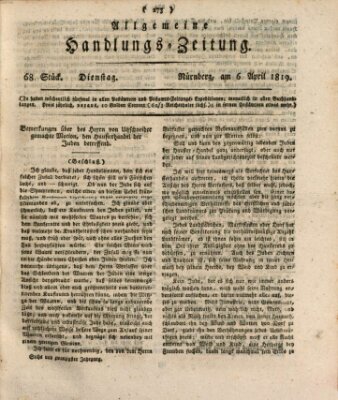 Allgemeine Handlungs-Zeitung Dienstag 6. April 1819