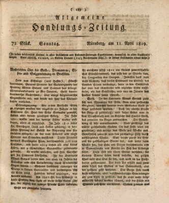 Allgemeine Handlungs-Zeitung Sonntag 11. April 1819