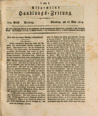 Allgemeine Handlungs-Zeitung Freitag 28. Mai 1819