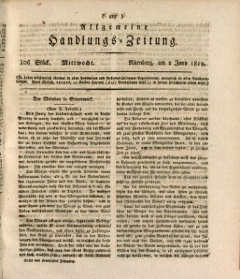 Allgemeine Handlungs-Zeitung Mittwoch 2. Juni 1819