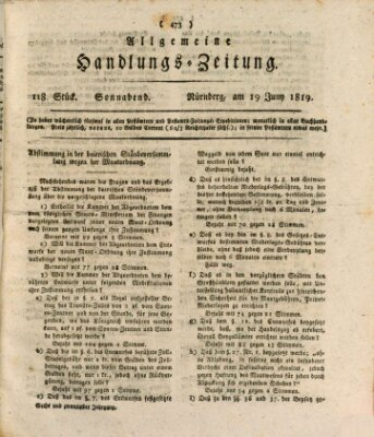 Allgemeine Handlungs-Zeitung Samstag 19. Juni 1819