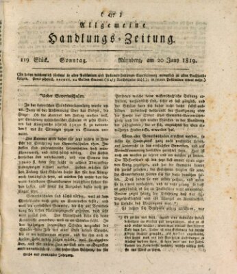 Allgemeine Handlungs-Zeitung Sonntag 20. Juni 1819