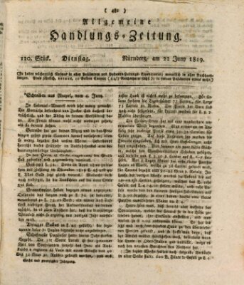 Allgemeine Handlungs-Zeitung Dienstag 22. Juni 1819