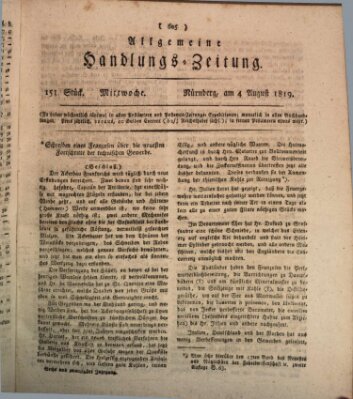 Allgemeine Handlungs-Zeitung Mittwoch 4. August 1819