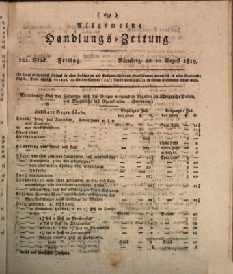 Allgemeine Handlungs-Zeitung Freitag 20. August 1819