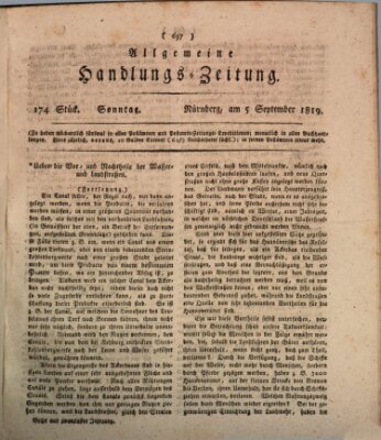 Allgemeine Handlungs-Zeitung Sonntag 5. September 1819