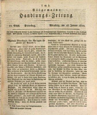 Allgemeine Handlungs-Zeitung Dienstag 18. Januar 1820