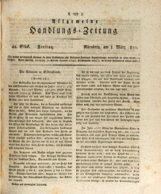 Allgemeine Handlungs-Zeitung Freitag 3. März 1820