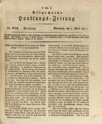Allgemeine Handlungs-Zeitung Sonntag 2. April 1820
