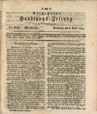 Allgemeine Handlungs-Zeitung Mittwoch 5. April 1820