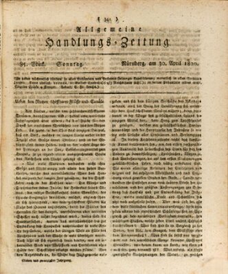 Allgemeine Handlungs-Zeitung Sonntag 30. April 1820