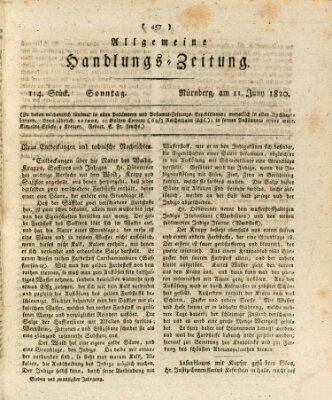 Allgemeine Handlungs-Zeitung Sonntag 11. Juni 1820