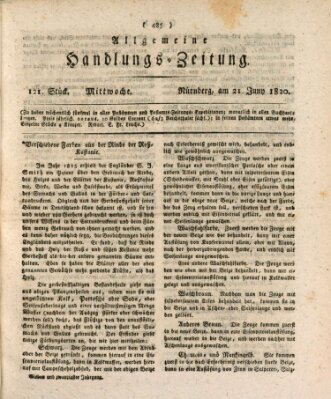 Allgemeine Handlungs-Zeitung Mittwoch 21. Juni 1820