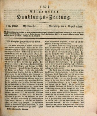 Allgemeine Handlungs-Zeitung Mittwoch 2. August 1820