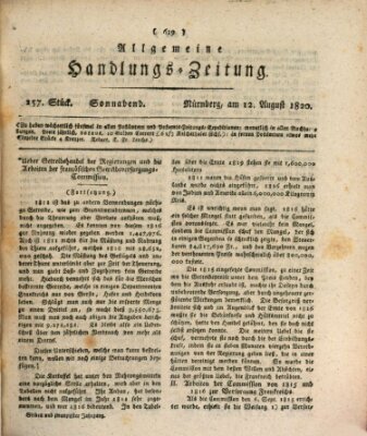Allgemeine Handlungs-Zeitung Samstag 12. August 1820