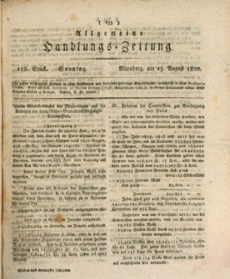 Allgemeine Handlungs-Zeitung Sonntag 13. August 1820