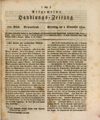 Allgemeine Handlungs-Zeitung Samstag 2. September 1820