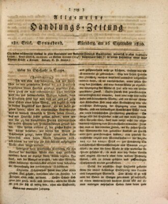 Allgemeine Handlungs-Zeitung Samstag 16. September 1820