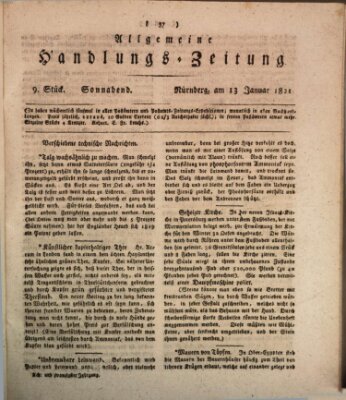 Allgemeine Handlungs-Zeitung Samstag 13. Januar 1821