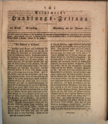 Allgemeine Handlungs-Zeitung Dienstag 30. Januar 1821