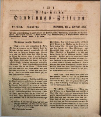 Allgemeine Handlungs-Zeitung Sonntag 4. Februar 1821