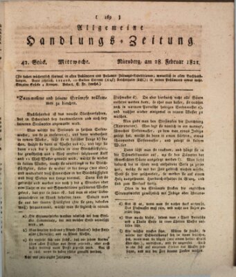 Allgemeine Handlungs-Zeitung Mittwoch 28. Februar 1821