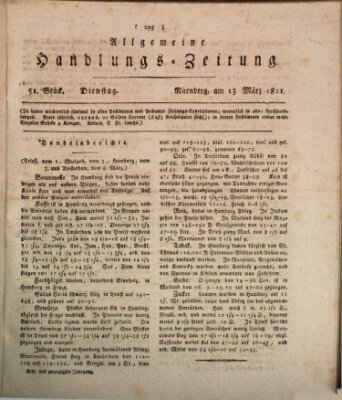 Allgemeine Handlungs-Zeitung Dienstag 13. März 1821