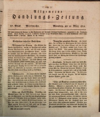 Allgemeine Handlungs-Zeitung Mittwoch 21. März 1821