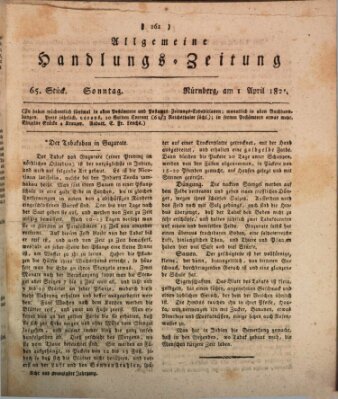 Allgemeine Handlungs-Zeitung Sonntag 1. April 1821