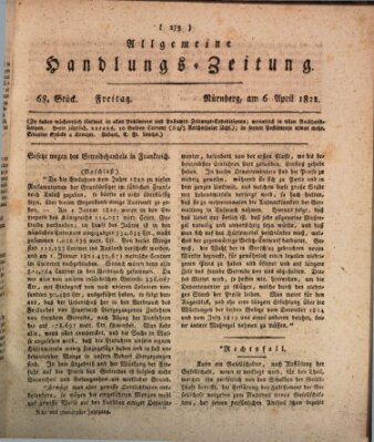 Allgemeine Handlungs-Zeitung Freitag 6. April 1821