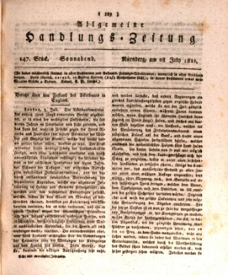 Allgemeine Handlungs-Zeitung Samstag 28. Juli 1821