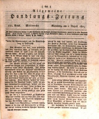 Allgemeine Handlungs-Zeitung Mittwoch 1. August 1821
