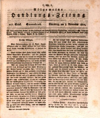 Allgemeine Handlungs-Zeitung Samstag 3. November 1821