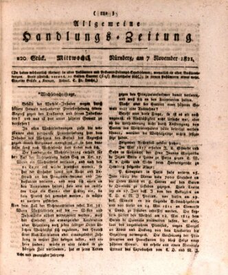 Allgemeine Handlungs-Zeitung Mittwoch 7. November 1821