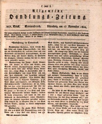 Allgemeine Handlungs-Zeitung Samstag 17. November 1821