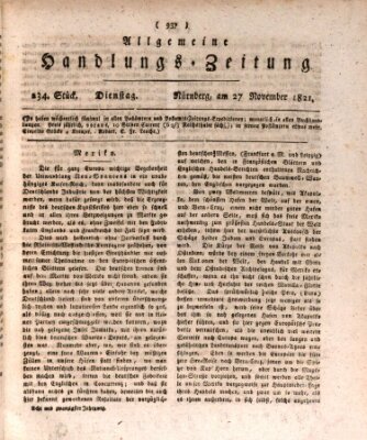 Allgemeine Handlungs-Zeitung Dienstag 27. November 1821